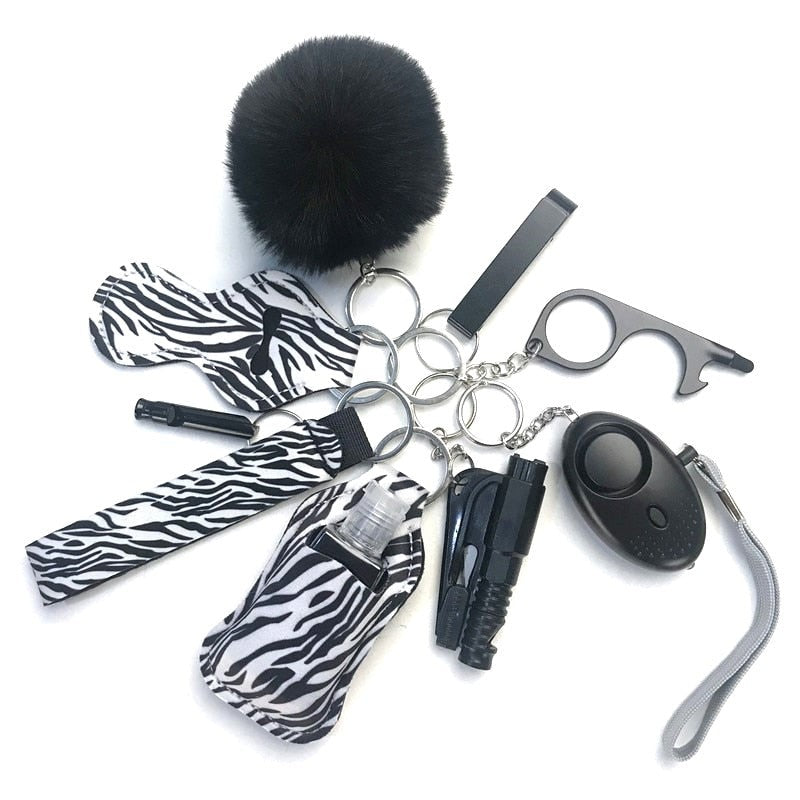 Zebra Safety Tools 9-Piece Self Defense Keychain Set