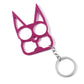 Magenta Cat Ears Self Defense Knuckles Keychain on White