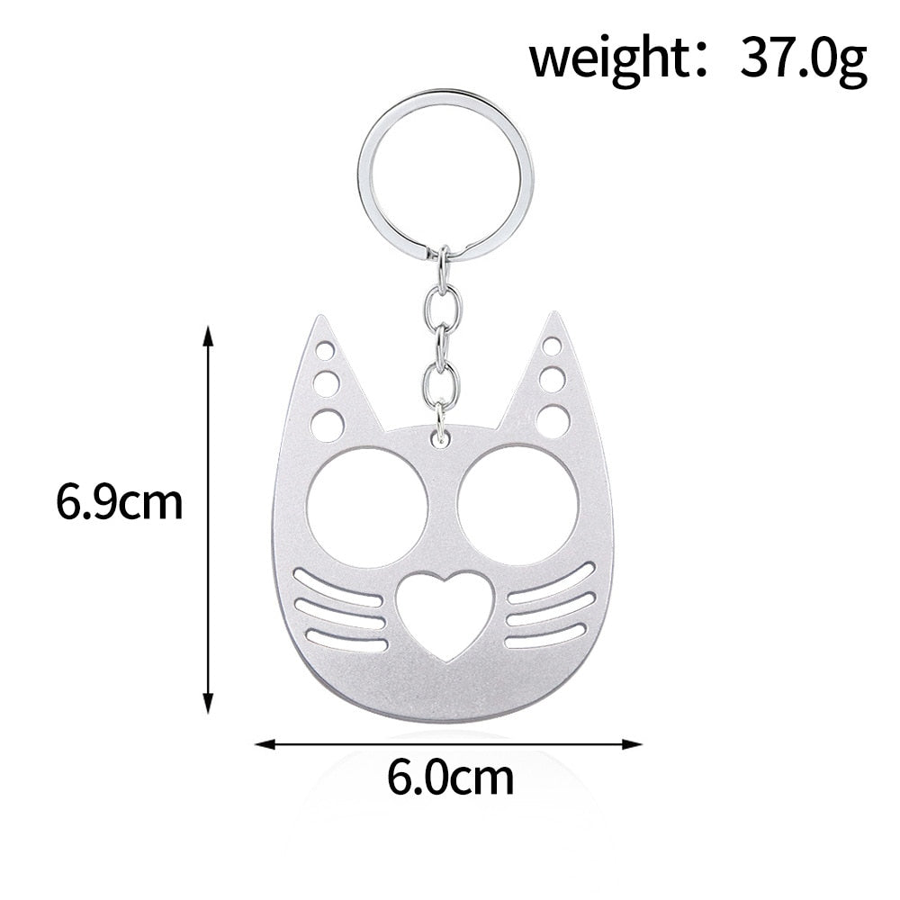 Cat head self hot sale defense keychain