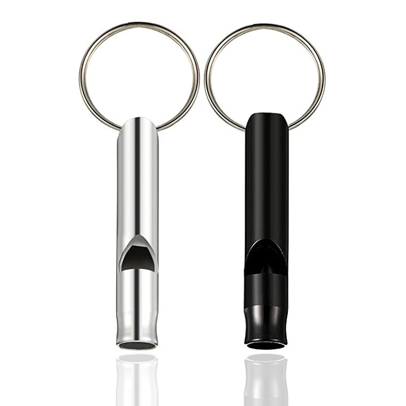Mini Safety Whistles Silver and Black