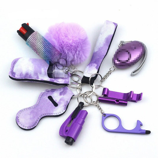 Purple Fog Pepper Spray 10-Piece Safety Keychain Set