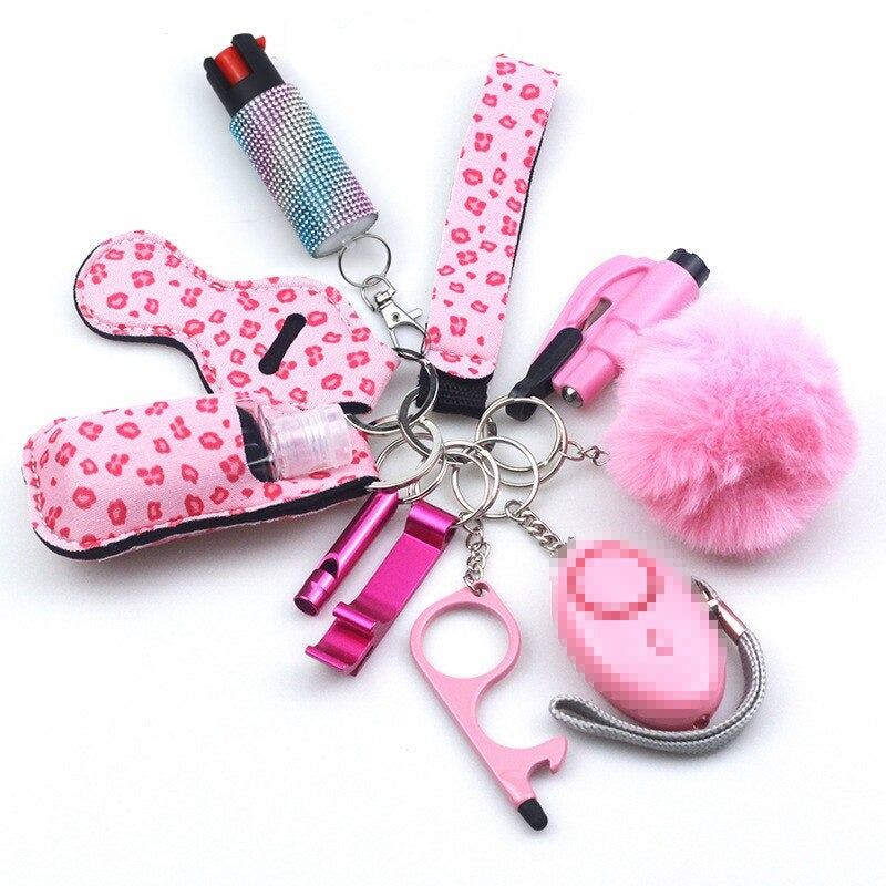 Pink Love Pepper Spray 10-Piece Safety Keychain Set